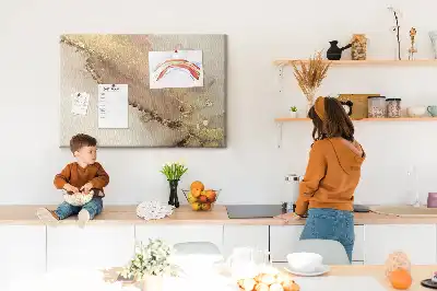 Tableau en liège déco Pierre à veines dorées