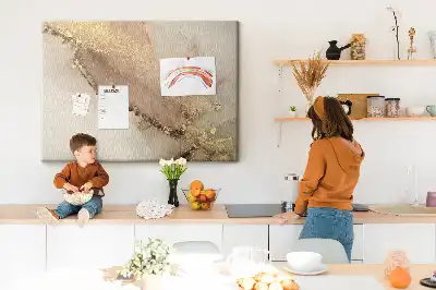 Tableau en liège déco Pierre à veines dorées