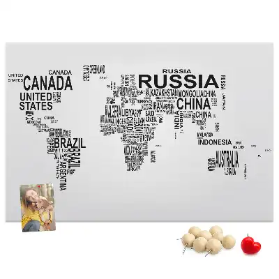 Tableau en liège déco Continents en lettres