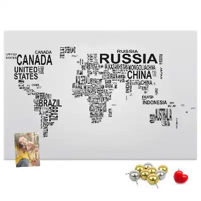 Tableau en liège déco Continents en lettres