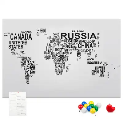 Tableau en liège déco Continents en lettres