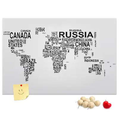 Tableau en liège déco Continents en lettres