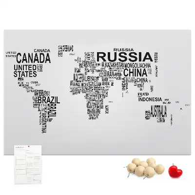 Tableau en liège déco Continents en lettres