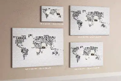 Tableau en liège déco Continents en lettres