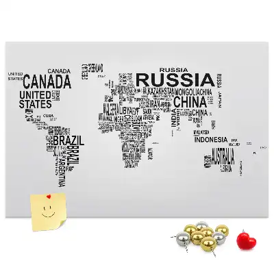 Tableau en liège déco Continents en lettres
