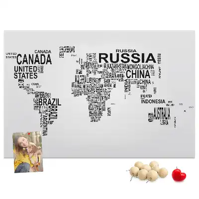 Tableau en liège déco Continents en lettres