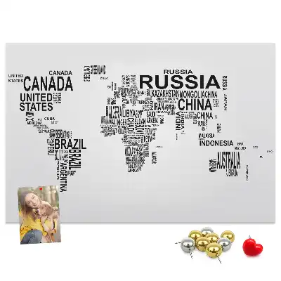 Tableau en liège déco Continents en lettres