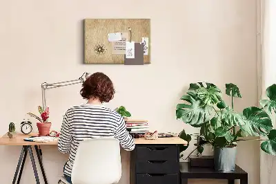 Tableau d’affichage en liège Boussole toile