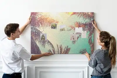 Tableau de liège motif palmiers tropicaux