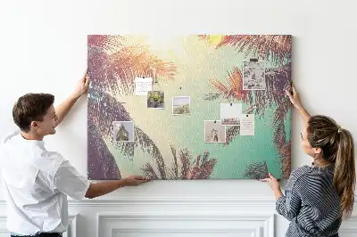 Tableau de liège motif palmiers tropicaux