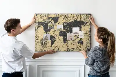 Tableau de liège Globe terrestre de style rétro