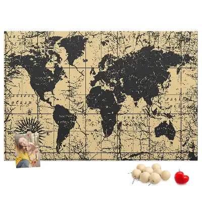 Tableau de liège Globe terrestre de style rétro
