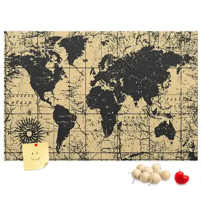 Tableau de liège Globe terrestre de style rétro