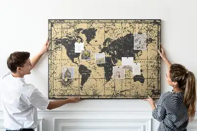 Tableau de liège Globe terrestre de style rétro