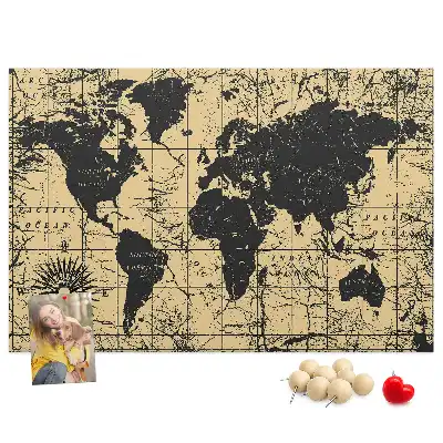 Tableau de liège Globe terrestre de style rétro