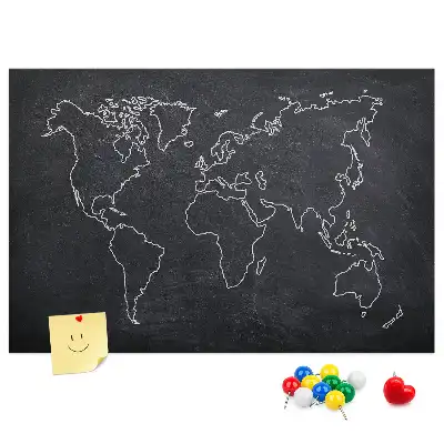Tableau en liège déco Contour de la carte du monde