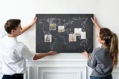 Tableau en liège déco Contour de la carte du monde
