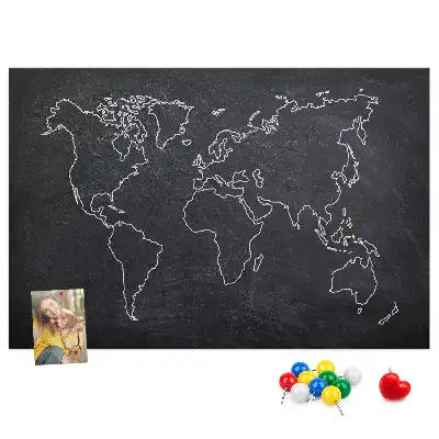 Tableau en liège déco Contour de la carte du monde