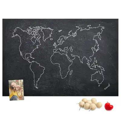 Tableau en liège déco Contour de la carte du monde