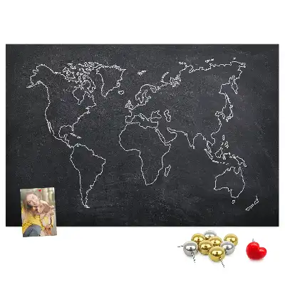 Tableau en liège déco Contour de la carte du monde