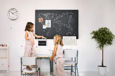 Tableau en liège déco Contour de la carte du monde