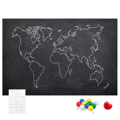 Tableau en liège déco Contour de la carte du monde