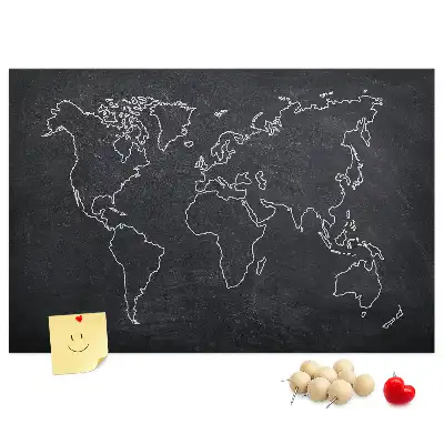 Tableau en liège déco Contour de la carte du monde