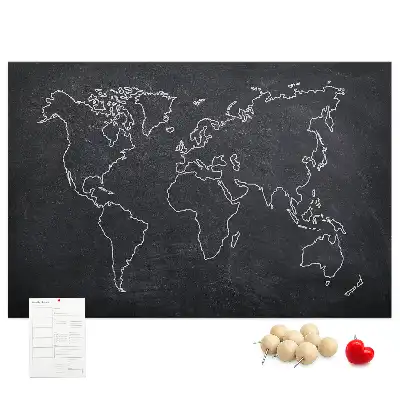 Tableau en liège déco Contour de la carte du monde