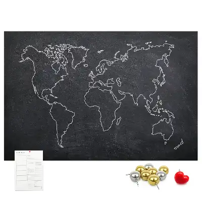 Tableau en liège déco Contour de la carte du monde