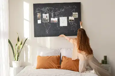 Tableau en liège déco Contour de la carte du monde