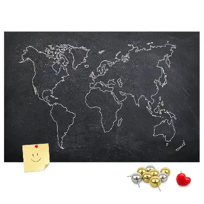Tableau en liège déco Contour de la carte du monde