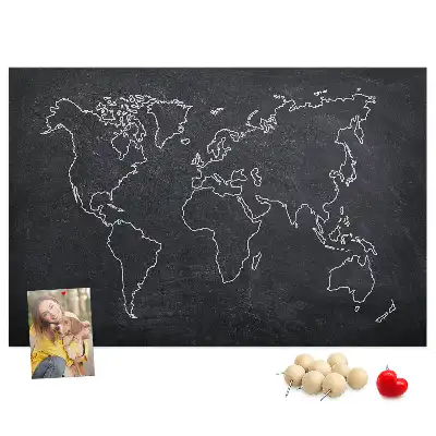 Tableau en liège déco Contour de la carte du monde