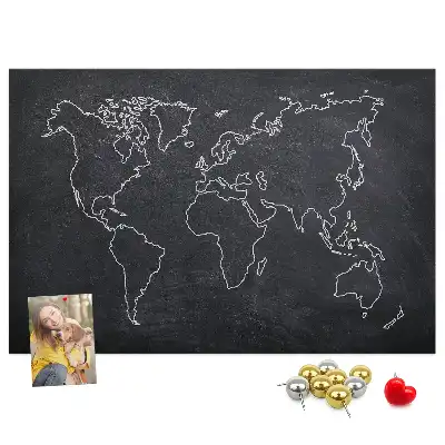 Tableau en liège déco Contour de la carte du monde