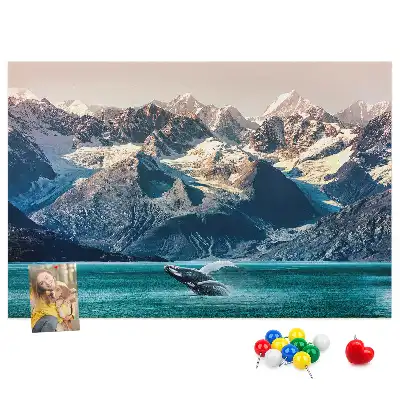 Tableau en liège déco Baleine eau