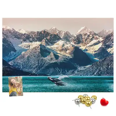 Tableau en liège déco Baleine eau
