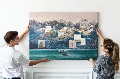 Tableau en liège déco Baleine eau
