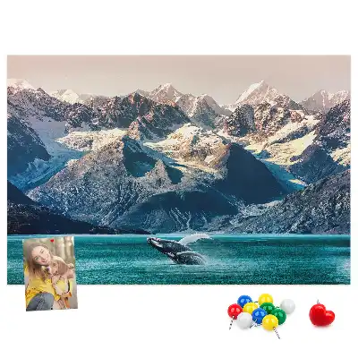 Tableau en liège déco Baleine eau