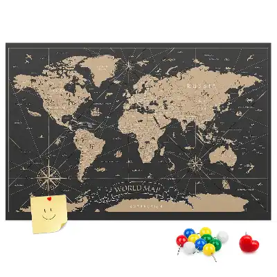 Tableau en liège décoratif Carte du monde style rétro