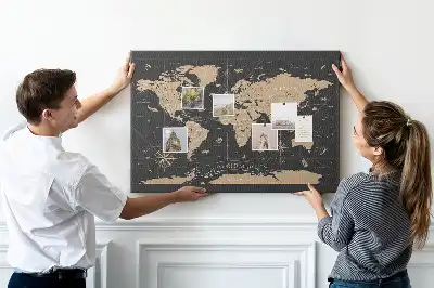 Tableau en liège déco Carte du monde rétro élégante