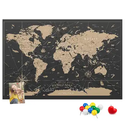 Tableau en liège déco Carte du monde rétro élégante