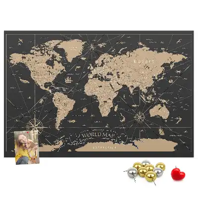 Tableau en liège déco Carte du monde rétro élégante