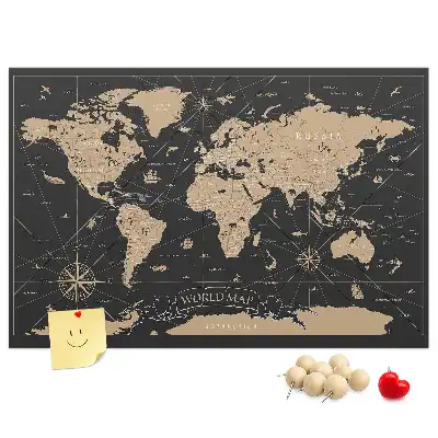 Tableau en liège déco Carte du monde rétro élégante