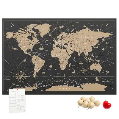 Tableau en liège déco Carte du monde rétro élégante