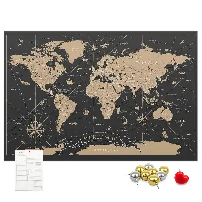 Tableau en liège déco Carte du monde rétro élégante
