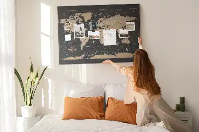 Tableau en liège déco Carte du monde rétro élégante