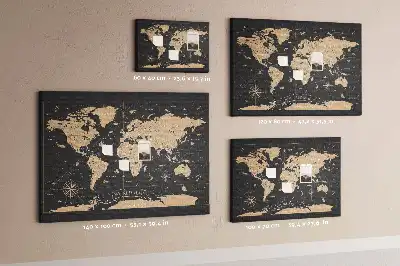 Tableau en liège déco Carte du monde rétro élégante