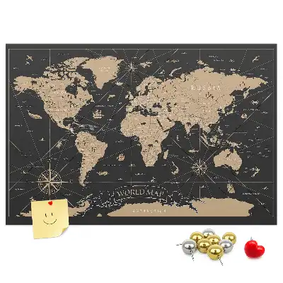 Tableau en liège déco Carte du monde rétro élégante