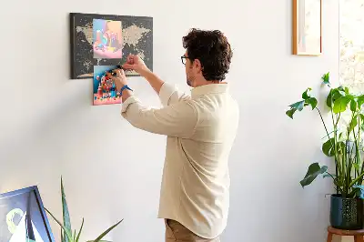 Tableau en liège déco Carte du monde rétro élégante
