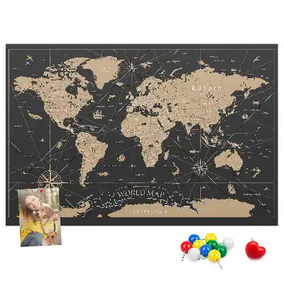 Tableau en liège déco Carte du monde rétro élégante