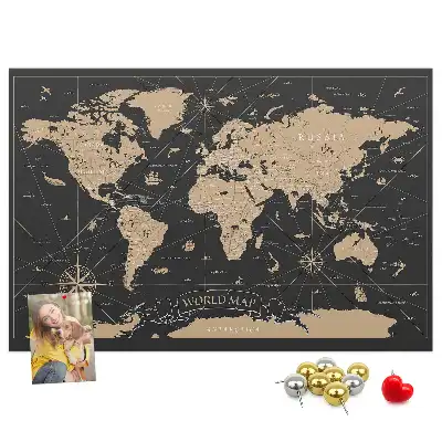 Tableau en liège déco Carte du monde rétro élégante